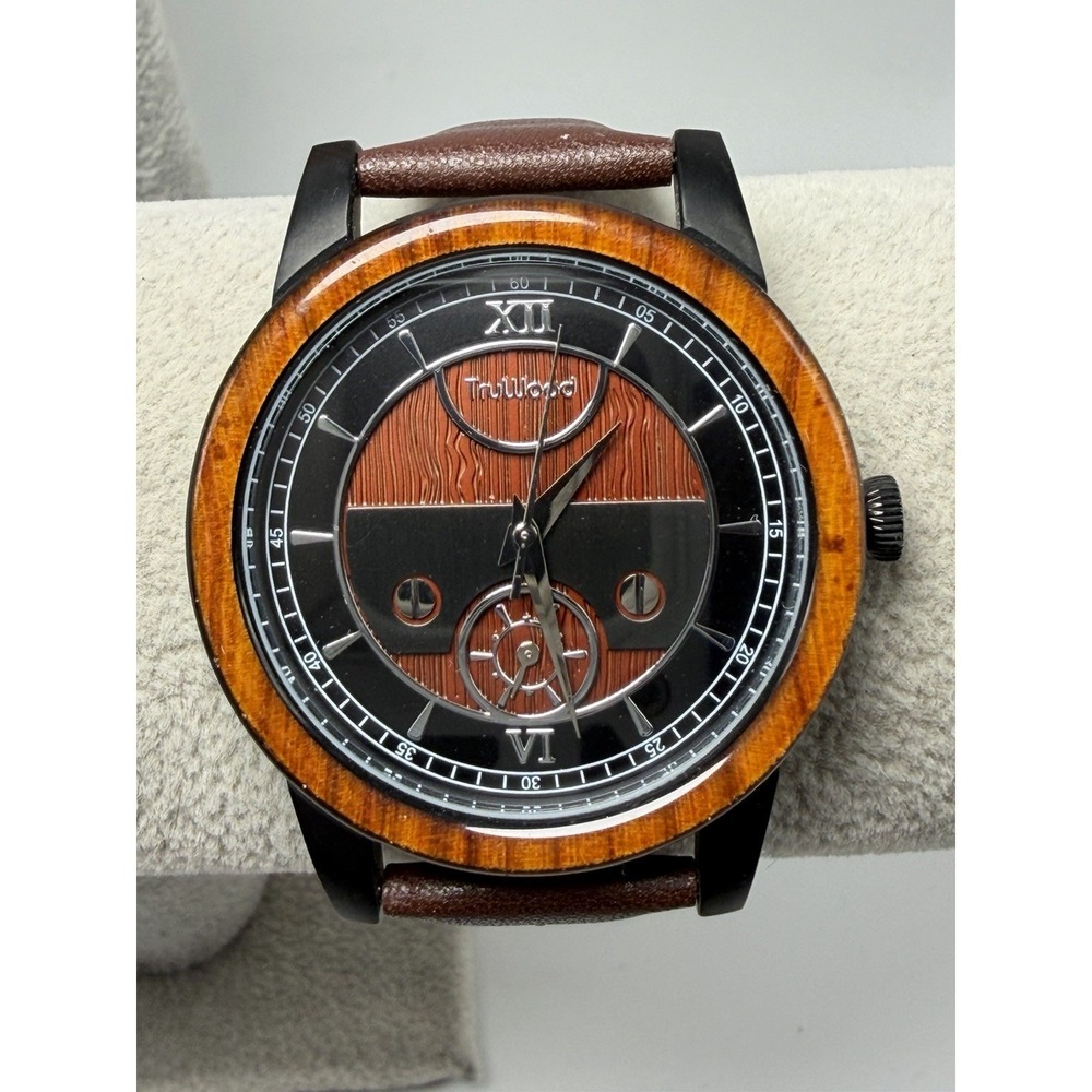 TruWood Voyager Napoleon  Mens Watch New Battery‎ 41MM 8" Leather Band